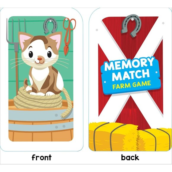 School Zone Memory Match Farm Game  Ages 3+ Animals Reading Counting Matching - Picture 7 of 10